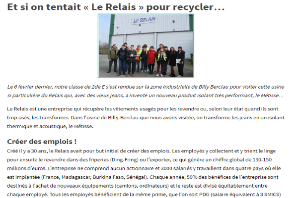 Article : Et si on tentait Le Relais pour recycler...